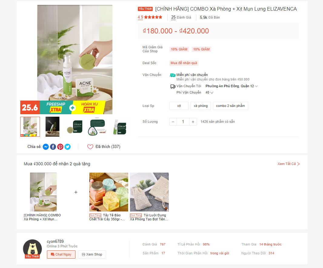  Shop sản phẩm chính hãng tại shopee