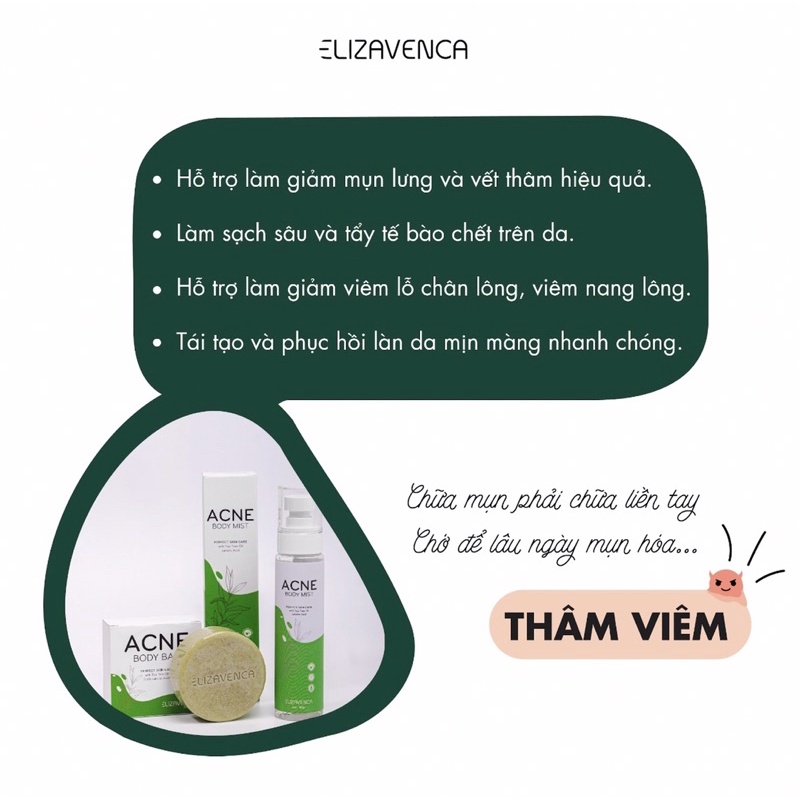 công dụng trị mụn lưng elizavenca
