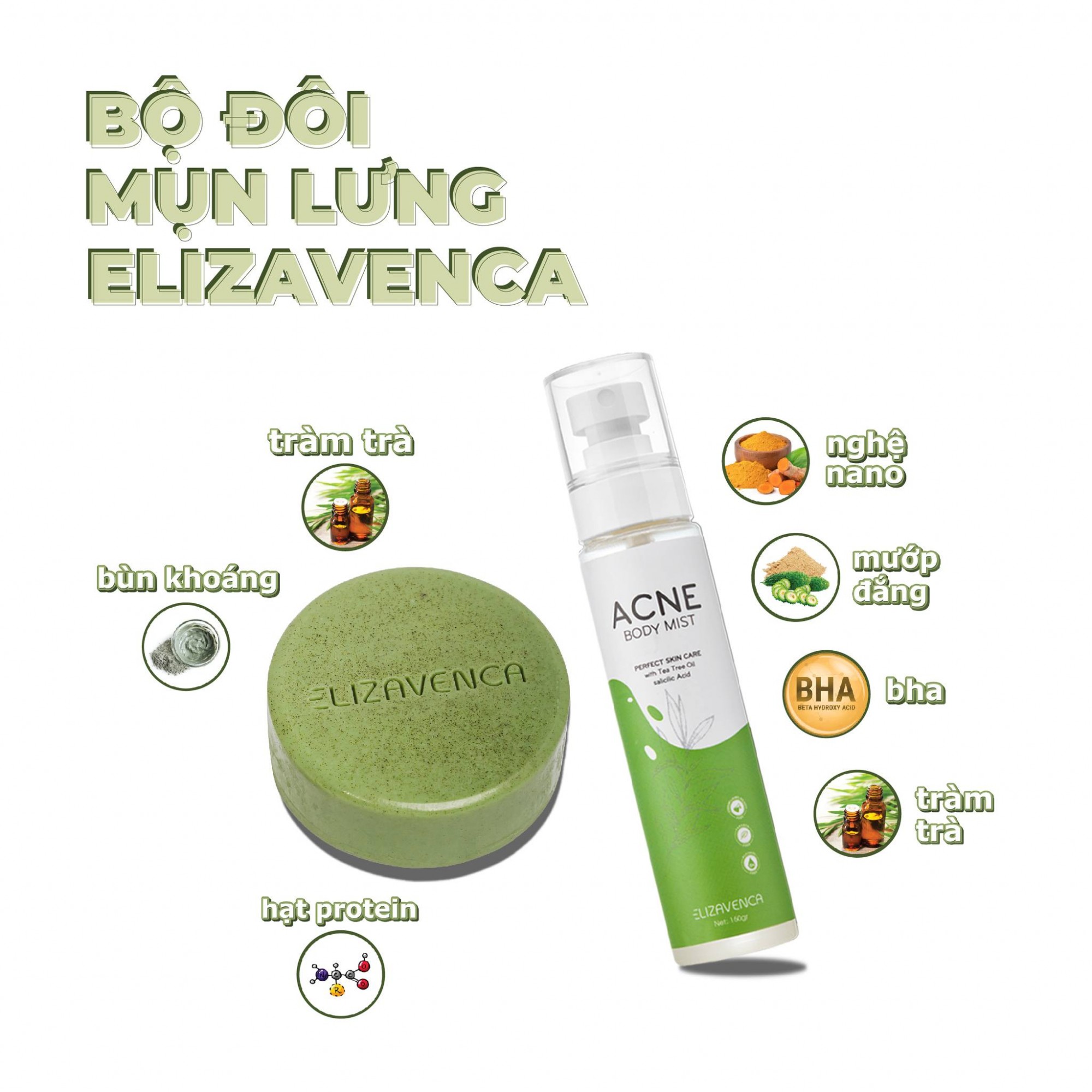 xà phòng trị mụn lưng Elizavenca